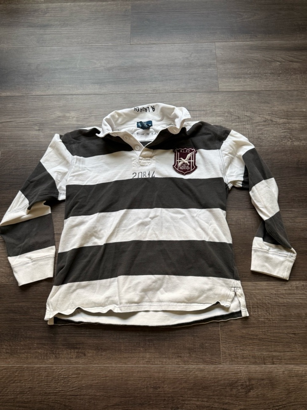 Rare Polo by Ralph Lauren Black & White Striped Rugby Shirt